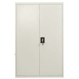 Rackhams Metal Storage Cupboard Grey 2 Door Tall Lockable Steel Filing Cabinet 3 Shelves Office, Garage Tool, Utility, Kitchen use - White - Steel - 40cm(d)140cm(h)90cm(w) - thumbnail 6
