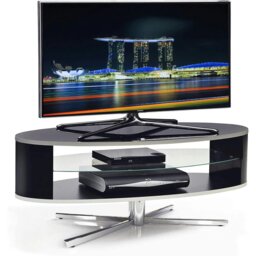 "Rackhams Orbit 1100BB Gloss Black TV Stand with Gloss Black Elliptic Sides for Flat Screen TVs up to 55"""