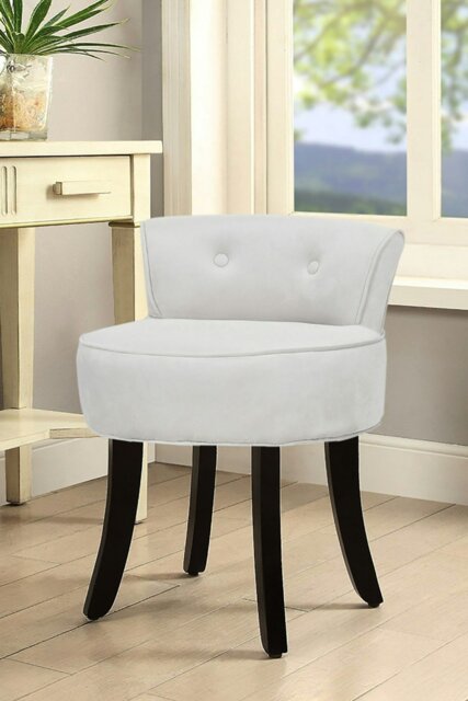Rackhams Light Grey Low Back Velvet Dressing Footstool with Black Legs - Light Grey - image 1