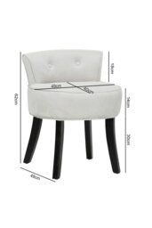 Rackhams Light Grey Low Back Velvet Dressing Footstool with Black Legs - Light Grey - thumbnail 6