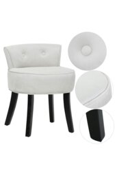 Rackhams Light Grey Low Back Velvet Dressing Footstool with Black Legs - Light Grey - thumbnail 3