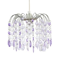 Rackhams Modern Waterfall Pendant Shade with Lilac and Clear Acrylic Drops - thumbnail 1