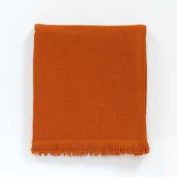 Rackhams Katre Linen Blend Throw Blanket - Burnt Orange - thumbnail 4
