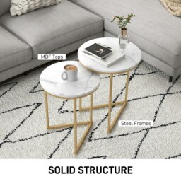 Rackhams Nesting Coffee Table Set of 2 with Metal Frame, Gold Tone - thumbnail 5