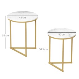 Rackhams Nesting Coffee Table Set of 2 with Metal Frame, Gold Tone - thumbnail 6