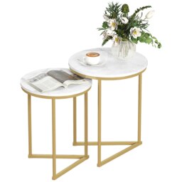 Rackhams Nesting Coffee Table Set of 2 with Metal Frame, Gold Tone - thumbnail 2