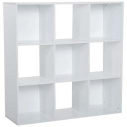 Rackhams 3-tier 9 Cubes Storage Unit Particle Board Cupboard Bookcase Organiser Home Office Shelves, White - White - thumbnail 1