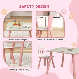 Rackhams Kids Table and Chairs, Childrens Desk with 2 Chairs, Pink - thumbnail 5