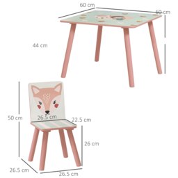 Rackhams Kids Table and Chairs, Childrens Desk with 2 Chairs, Pink - thumbnail 3