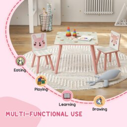 Rackhams Kids Table and Chairs, Childrens Desk with 2 Chairs, Pink - thumbnail 4