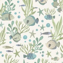 Rackhams Nemo Sealife Fish Nursery Textured Wallpaper, Teal Green - thumbnail 1