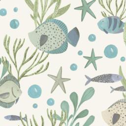 Rackhams Nemo Sealife Fish Nursery Textured Wallpaper, Teal Green - thumbnail 2