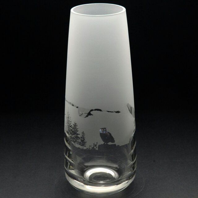 Rackhams Owl Glass Bud Vase - Hand Etched/Engraved Gift - image 1