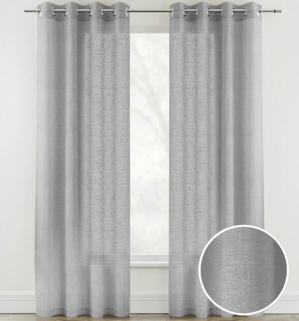 "Rackhams Linen Look Sheer Voile Panel Pair with Eyelet Header - Ideal for Living Rooms & Bedrooms - Silver - 55"" (140cm) Width x 72"" (183cm) Drop" - image 1