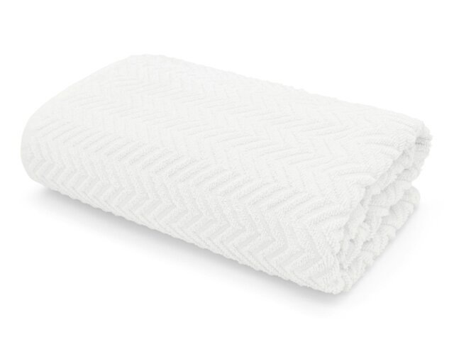 Rackhams 100% Cotton Chevron Towels - White - White - Bath Towel