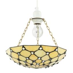 Rackhams Amber Toned and Clear Beaded Tiffany Glass Easy Fit Bowl Pendant Shade - thumbnail 1