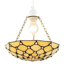 Rackhams Amber Toned and Clear Beaded Tiffany Glass Easy Fit Bowl Pendant Shade - thumbnail 2