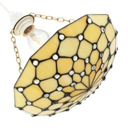 Rackhams Amber Toned and Clear Beaded Tiffany Glass Easy Fit Bowl Pendant Shade - thumbnail 4