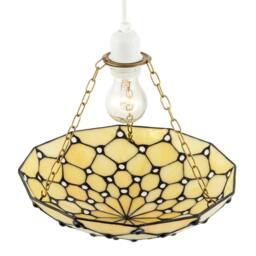 Rackhams Amber Toned and Clear Beaded Tiffany Glass Easy Fit Bowl Pendant Shade - thumbnail 3