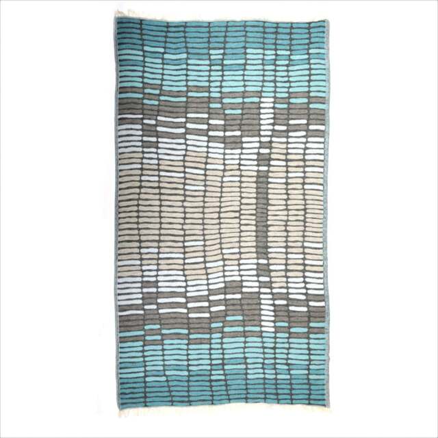 Rackhams Hipster Cotton Jacquard Hammam Towel - Turquoise and Grey - image 1