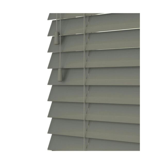 Rackhams Smooth Grey Smooth Finish Faux Wood Venetian Blinds with Strings (130cm drop) - 260cm - image 1