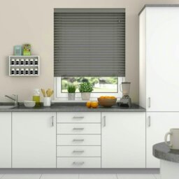 Rackhams Smooth Grey Smooth Finish Faux Wood Venetian Blinds with Strings  (130cm drop) - 260cm - thumbnail 4