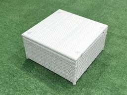Rackhams Outdoor Rattan Sofa Garden Furniture Set with 2 Armchairs Square Coffee Table 2 Small Footstools Side Table Light Grey Mixed - thumbnail 5