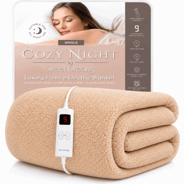 Rackhams Single Size Electric Heated Blanket Mattress Soft Fleece Throw 9 Heat And 9 Timer Settings Dual Controller Washable - image 1