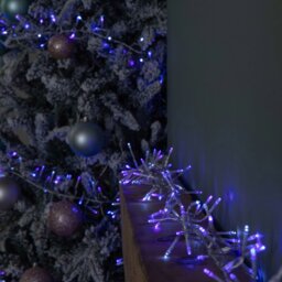 Rackhams 9.3m 720 LED Christmas Cluster String Lights with Timer in Blue, Purple & White on Clear Cable - thumbnail 2