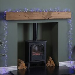 Rackhams 9.3m 720 LED Christmas Cluster String Lights with Timer in Blue, Purple & White on Clear Cable - thumbnail 5