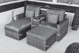Rackhams Havana 2 Seat Modular Sofa Rattan Garden Balcony Furniture Set Outdoor Drinks Cooler Table & 2 Ottomans - Brown - 1 - thumbnail 6