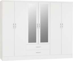 Rackhams Nevada 6 Door 2 Drawer Mirrored Wardrobe - Rustic Oak - thumbnail 2