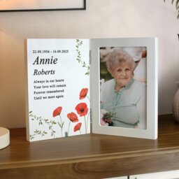 Rackhams Personalised Memorial Wooden Hinged 6x4 Photo Frame - White - Wood - 4x6 - thumbnail 2