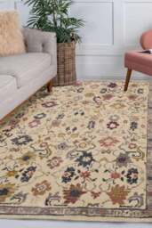 Rackhams Traditional Floral Rug – Beige Elegance - 120X180 cm - thumbnail 4