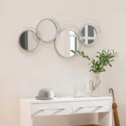Rackhams Metal Wall Art Decorative Mirror Decor Wall Sculpture, Silver