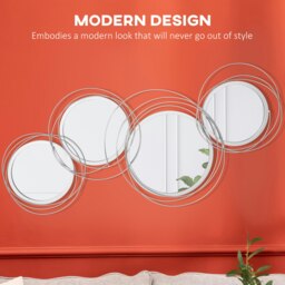 Rackhams Metal Wall Art Decorative Mirror Decor Wall Sculpture, Silver - thumbnail 4