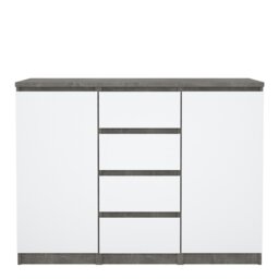 Rackhams Naia Sideboard 4 Drawers 2 Doors in Concrete and White High Gloss - Grey - 120.8 - 1 - thumbnail 2