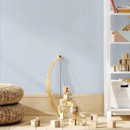 Rackhams Pinstripe Nursery Textured Wallpaper Blue - thumbnail 2