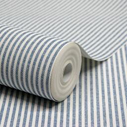 Rackhams Pinstripe Nursery Textured Wallpaper Blue