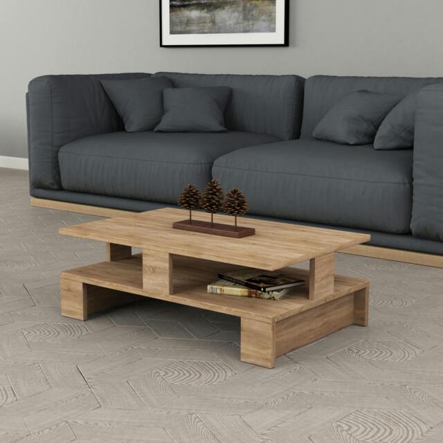 Rackhams Mansu Modern Coffee Table Multipurpose  H 27.5cm - Oak - image 1