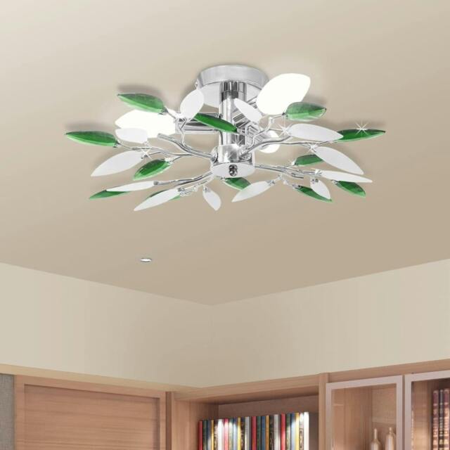 Rackhams Ceiling Lamp Acrylic Crystal Leaf Arms 3 E14 Bulbs