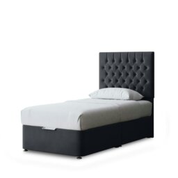 Rackhams Seraphine Divan Bed with Upholstered Headboard - Two Drawers - Steel (Grey) - Small Single - thumbnail 2