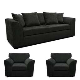 Rackhams Monaco Chenille Fabric 3 Seater and 2 Armchairs - Grey - thumbnail 5