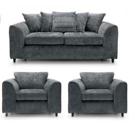 Rackhams Monaco Chenille Fabric 3 Seater and 2 Armchairs - Grey