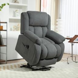 Rackhams Power Lift Recliner Chair, Reclining Chair with Massage, Grey - Steel - Grey - Velvet (Polyester) - thumbnail 2