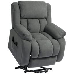 Rackhams Power Lift Recliner Chair, Reclining Chair with Massage, Grey - Steel - Grey - Velvet (Polyester) - thumbnail 3