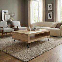 Rackhams Square Storage Coffee Table - Small - 60x60cm - Beech - thumbnail 1