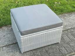 Rackhams 7 Seater PE Wicker Light Grey Rattan Garden Corner Furniture Sofa Sets Outdoor Patio Furniture Big Footstool Coffee Table - thumbnail 5