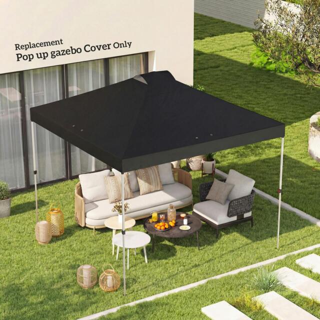 Rackhams Gazebo Roof Replacement UV50+ Waterproof for 3 x 3 m Frame - Black - 300 x 300 x 25 cm - image 1