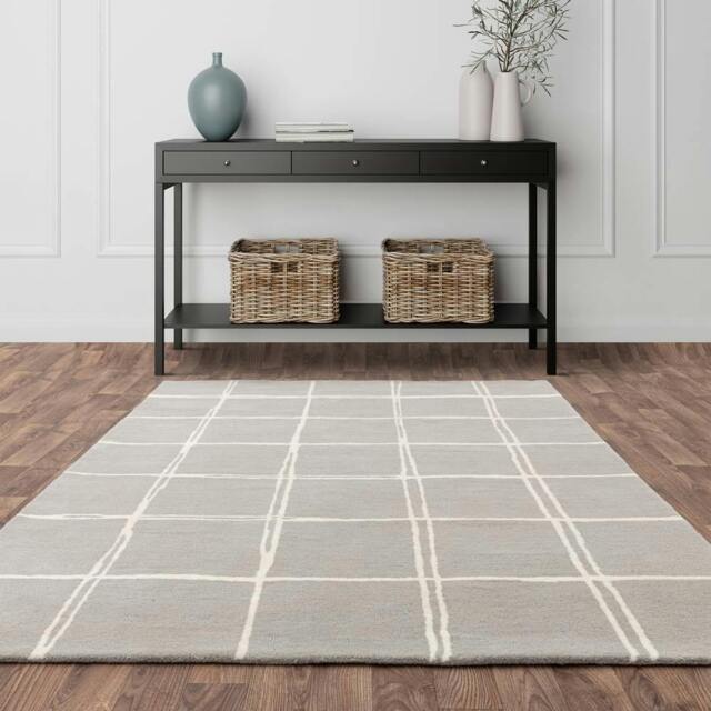 Rackhams Albany Grid Silver Rug - 120x170cm - image 1